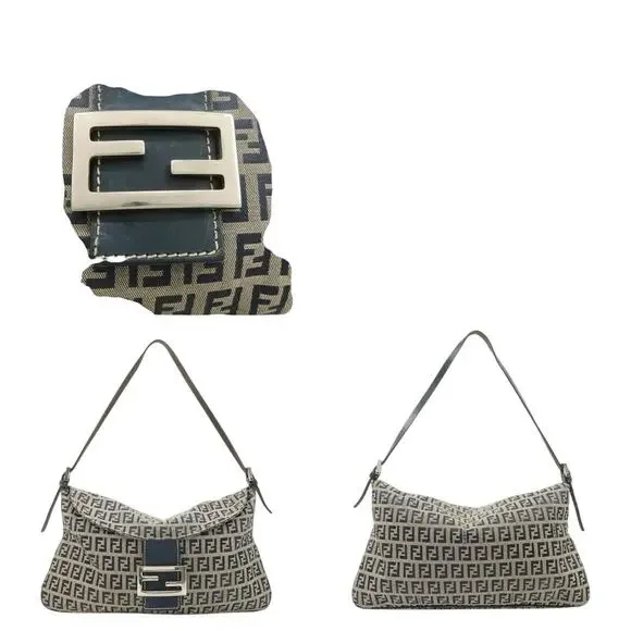 💎✨BEAUTIFUL✨💎Authentic FENDI Zucchino Mamma Baguette Shoulder Bag - Picture 8 of 10